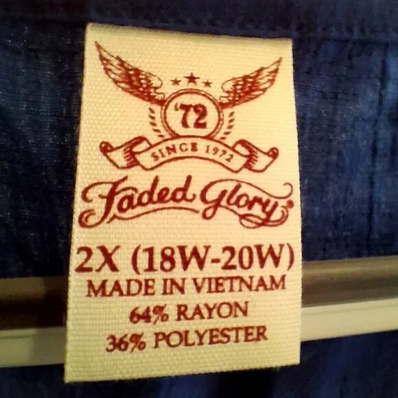 Faded Glory Blue & White Tie Dye V-Neck Top - Picture 3 of 5